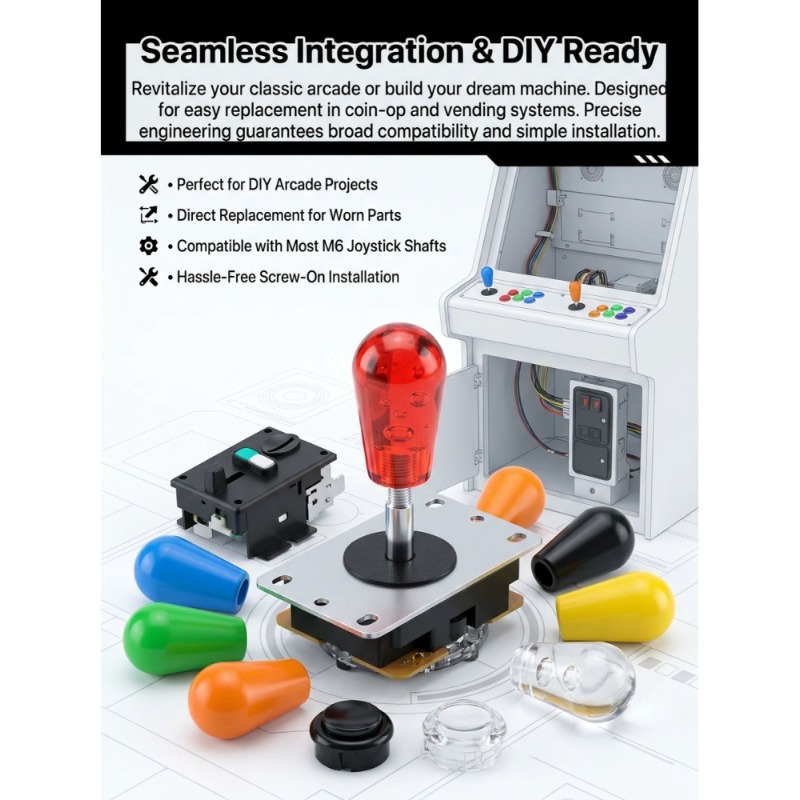 Arcade Game Vending Machine - 1 個 M6 ジョイスティックアメリカンボールヘッドジョイスティック Diy アーケードコインゲーム自動販売機部品交換用