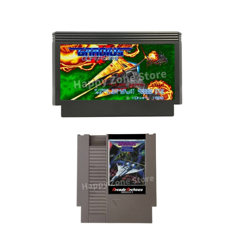 Arcade Vibes - Fcおよびnesコンソール用のビデオゲームカートリッジ,gradius ii,60ピン,72ピン,アーケードアーカイブ