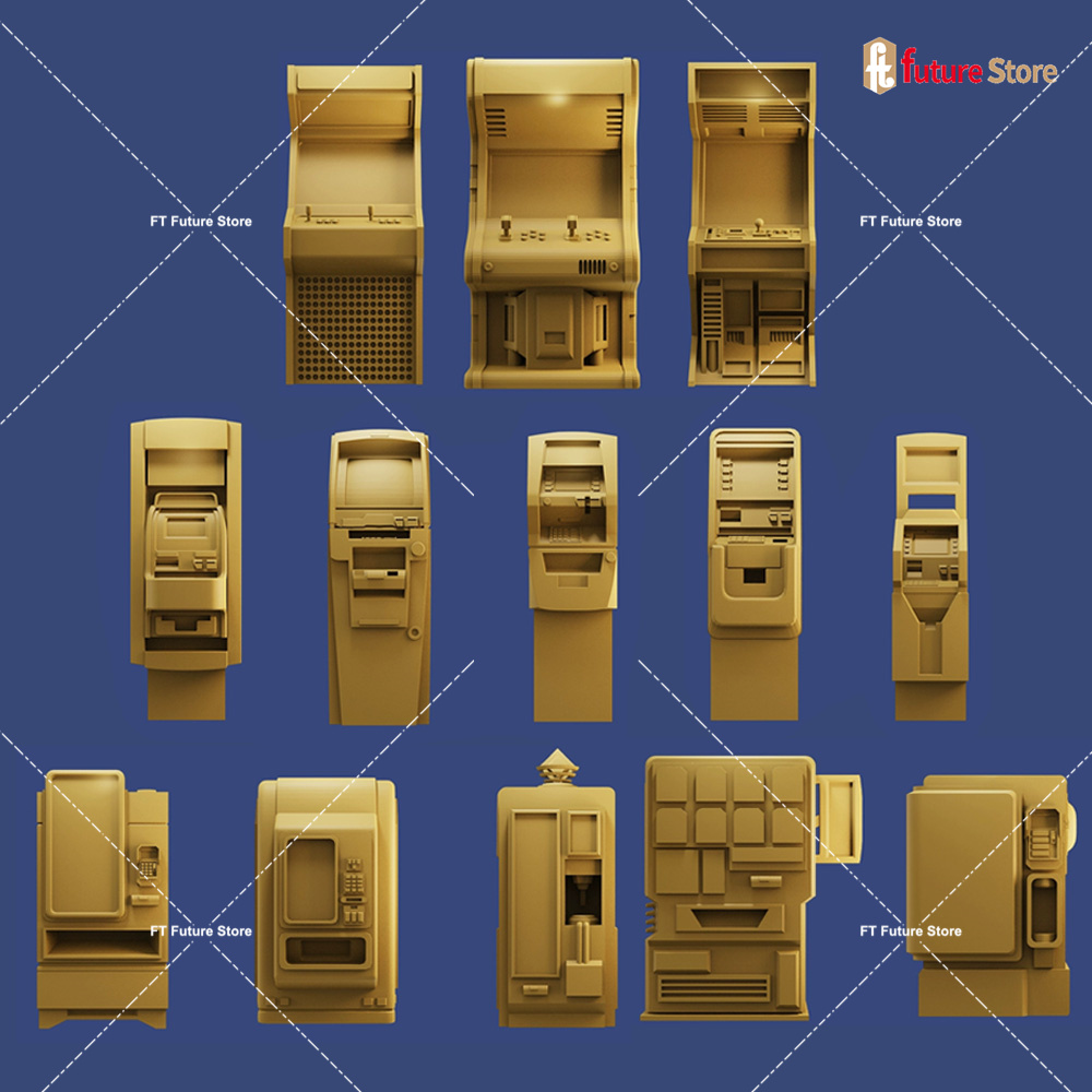 Arcade Game Vending Machine - 3D プリント 1/64 アーケードゲームセルフサービス ATM 自動販売機ストリートシーンフィギュアジオラマクリエイティブミニ小道具フィギュアモデル工芸品