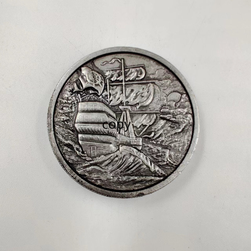 7つのシリーズアメリカの海賊コイン魔法の頭蓋骨帆船パターン彫 - Token Coin Mechanism のレビューと価格